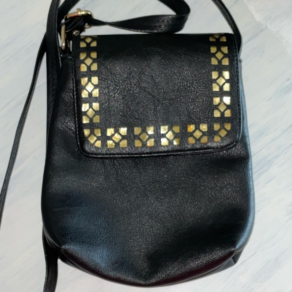 NYLS VINTAGE crossbody bag purse rare Black and Gold Women's Bag - Picture 1 of 10